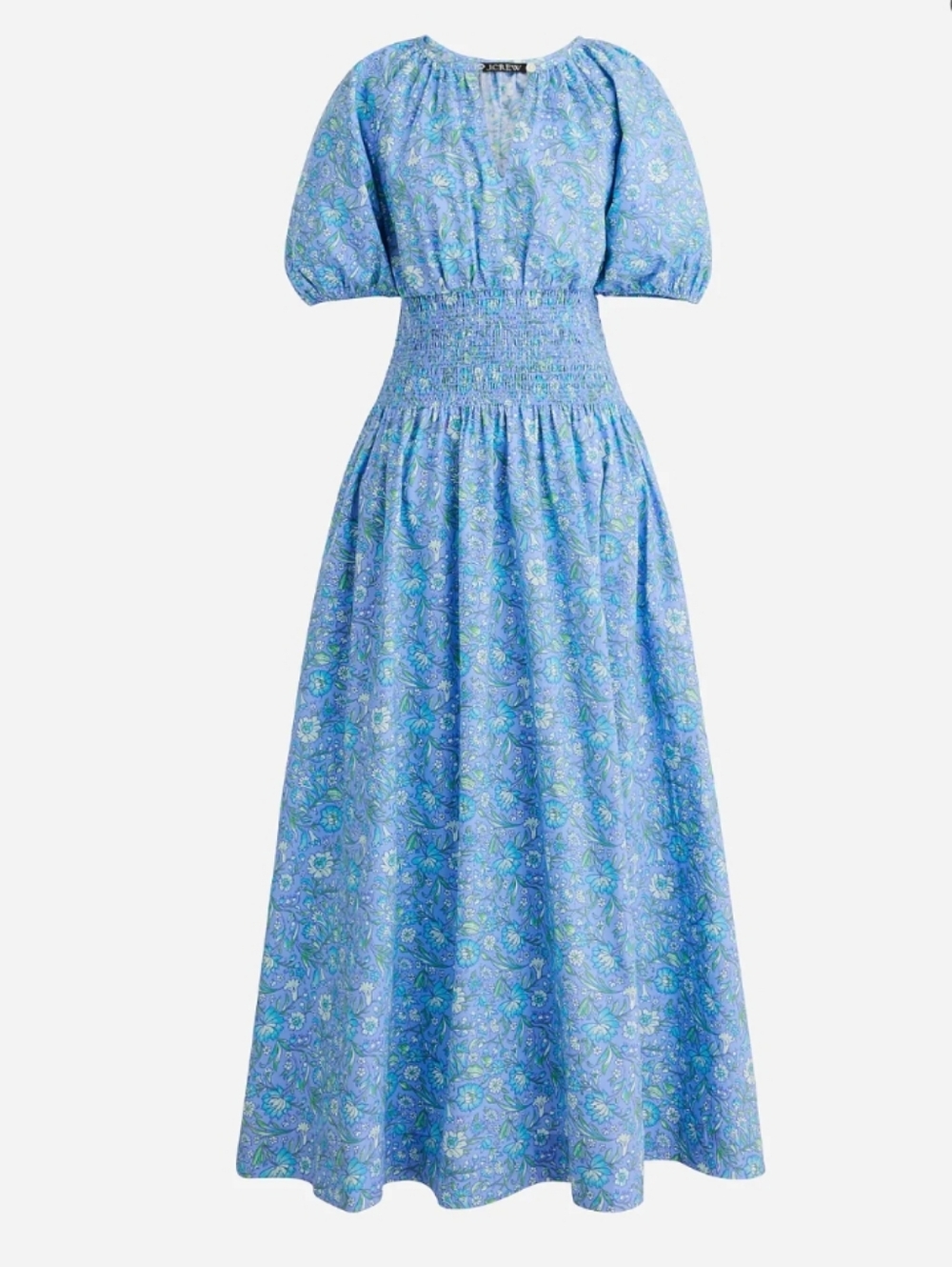 J.Crew Providence Smocked Waist Midi Dress Cotton Poplin Large